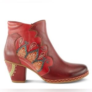 L’Artiste Spring Step Zamihi Leather Zip Ankle‎ Booties Red Women’s 41/US 9.5-10